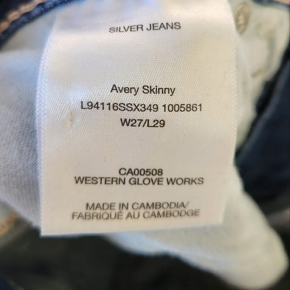 Silver Avery Skinny Jeans Stretchy Dark Denim Western Mid Rise Womens Size 27 - Picture 11 of 13
